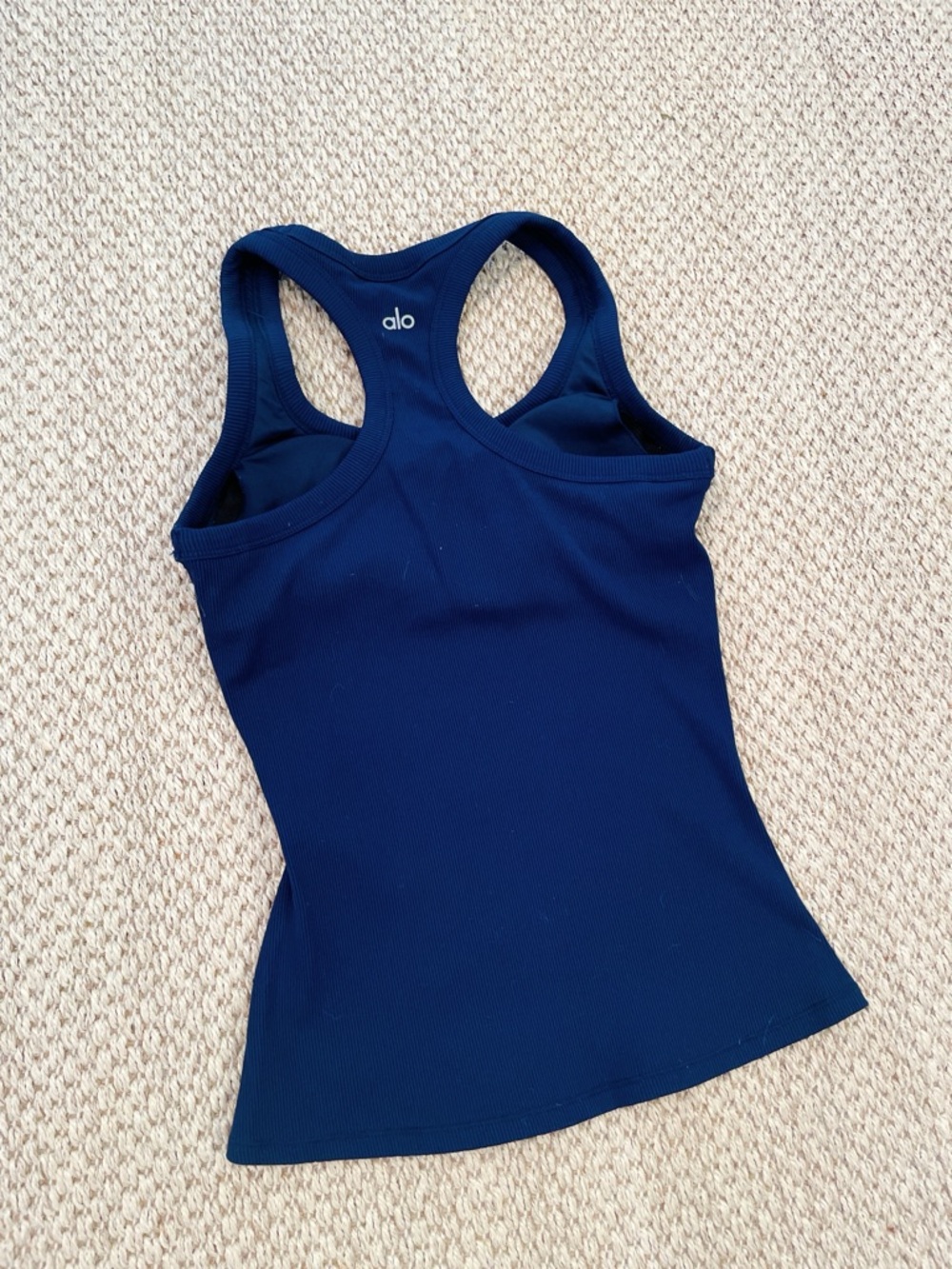 Alo Yoga Goddess Ribbed Tank Top Women’s Small White Built-In Bra Racerback